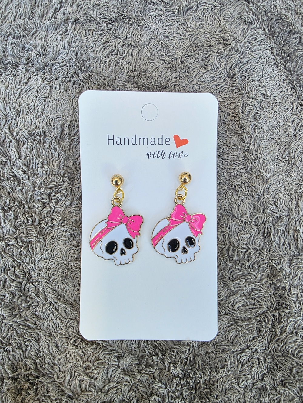 Halloween Earrings: Pink Skull